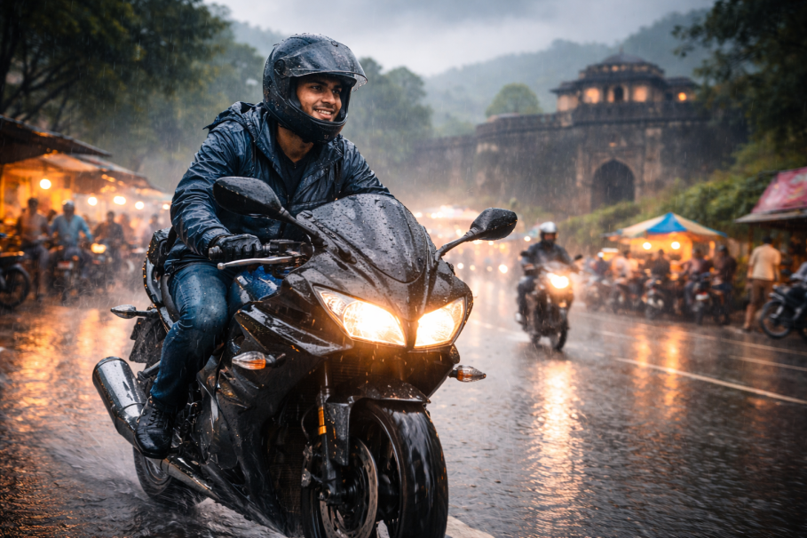 How amazing it feels to ride a motorcycle during rains in pune: